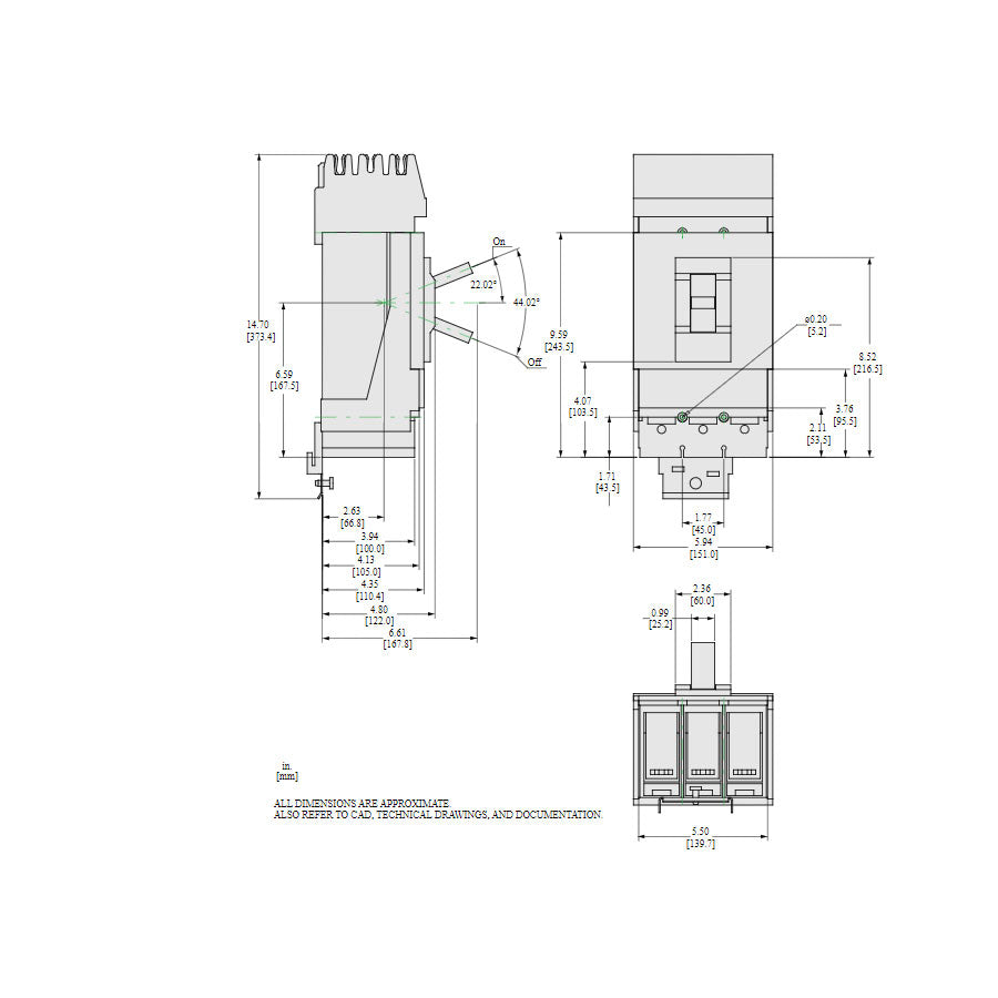Square D LJA36600U33X Circuit Breaker | 600V 600A 3P 65kA@480V I-Line Style Plug-In Powerpact