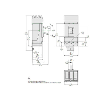 Square D LJA36600U33X Circuit Breaker | 600V 600A 3P 65kA@480V I-Line Style Plug-In Powerpact