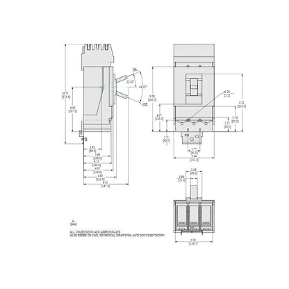 Square D LJA36600U44X Circuit Breaker | 600V 600A 3P 65kA@480V I-Line Style Plug-In Powerpact
