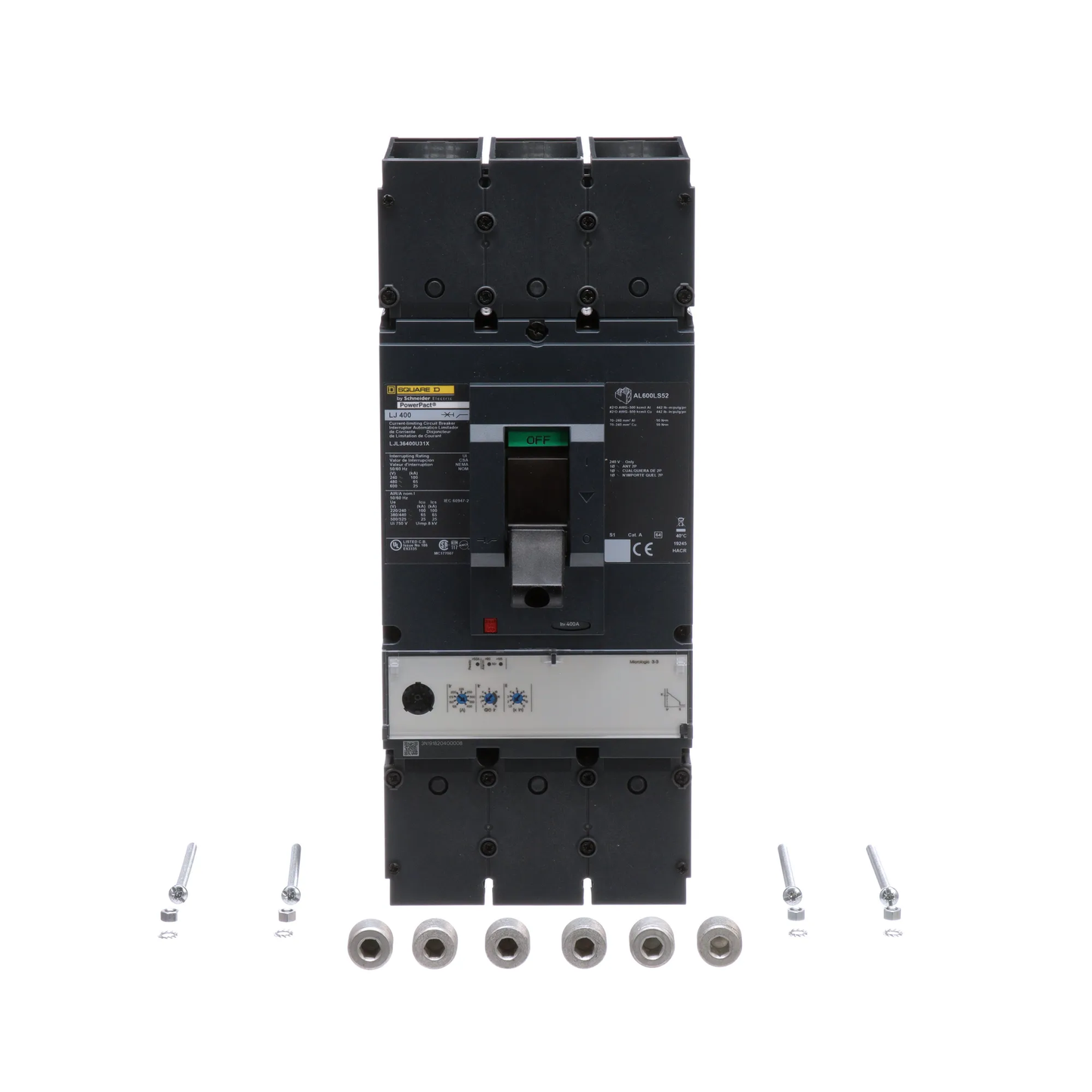 Square D LJL36400U31X Circuit Breaker | 600V 400A 3P 65kA@480V Feed-Thru Powerpact
