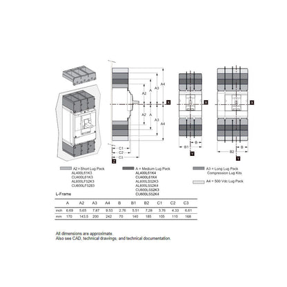 Square D LJL36400U31X Circuit Breaker | 600V 400A 3P 65kA@480V Feed-Thru Powerpact