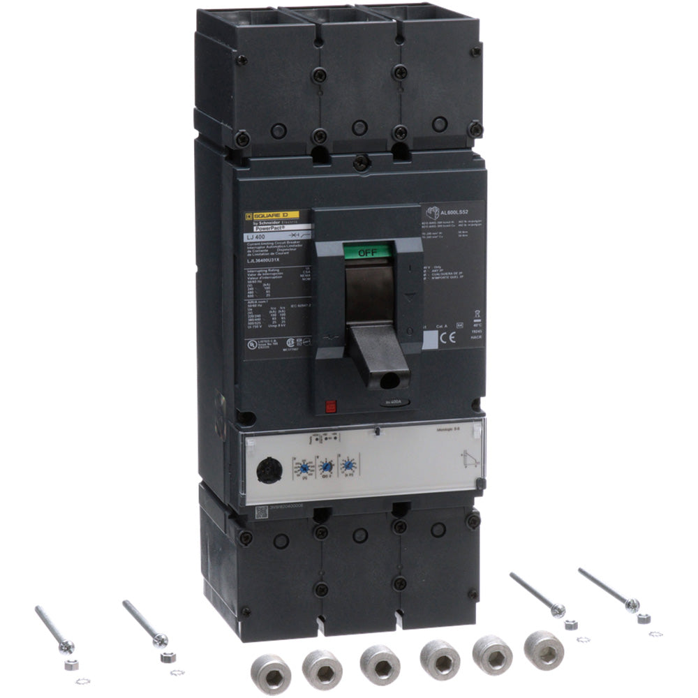 Square D LJL36400U31X Circuit Breaker | 600V 400A 3P 65kA@480V Feed-Thru Powerpact
