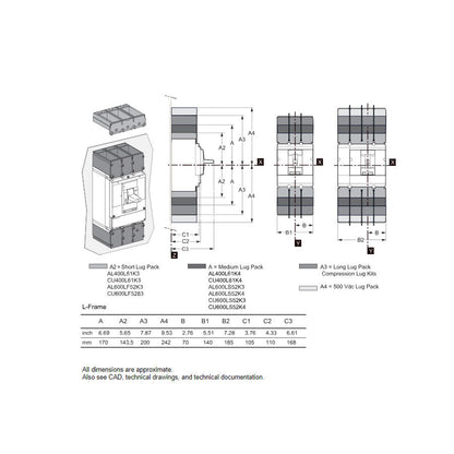 Square D LJL36400U33X Circuit Breaker | 600V 400A 3P 65kA@480V Feed-Thru Powerpact