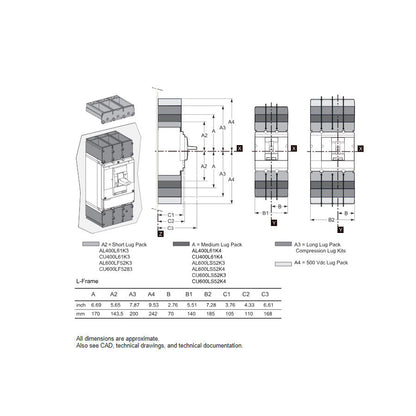 Square D LJL36600U31X Circuit Breaker | 600V 600A 3P 65kA@480V Feed-Thru Powerpact