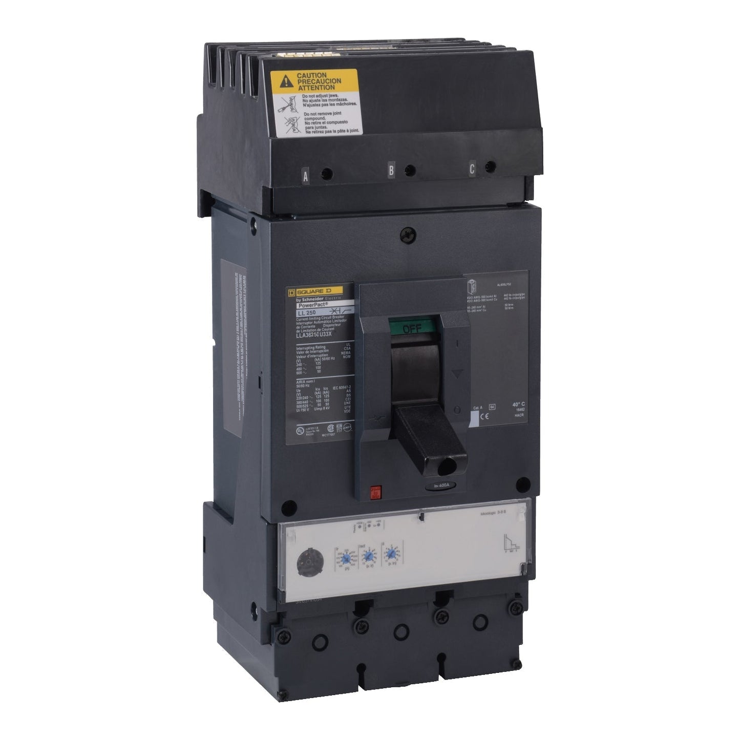Square D LLA36250U33X Circuit Breaker | 600V 250A 3P 100kA@480V I-Line Style Plug-In Powerpact