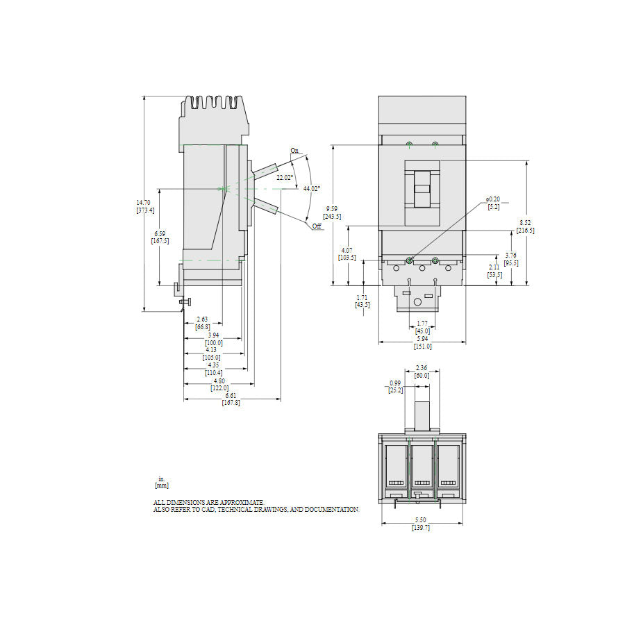 Square D LLA36250U33X Circuit Breaker | 600V 250A 3P 100kA@480V I-Line Style Plug-In Powerpact