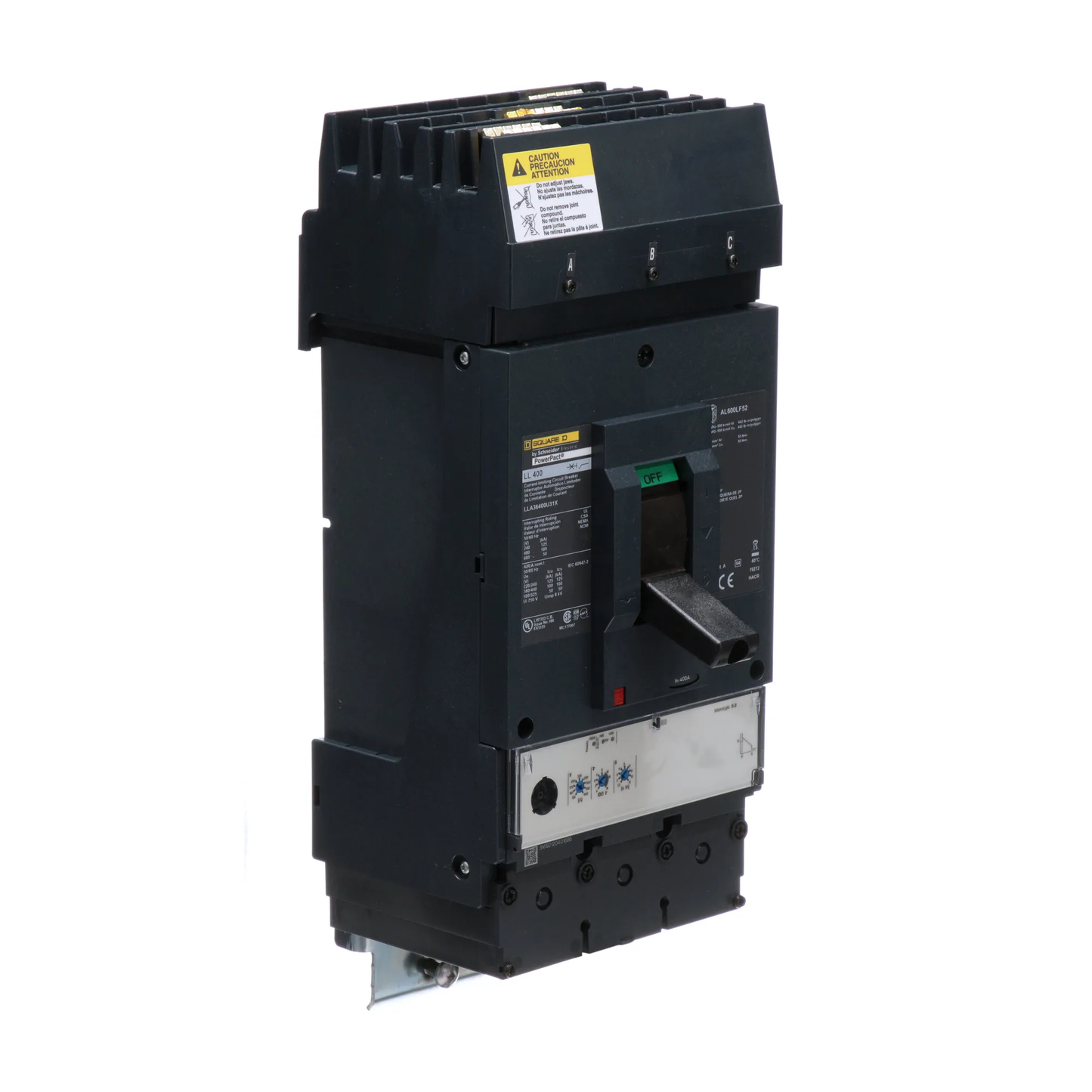 Square D LLA36400U31X Circuit Breaker | 600V 400A 3P 100kA@480V I-Line Style Plug-In Powerpact