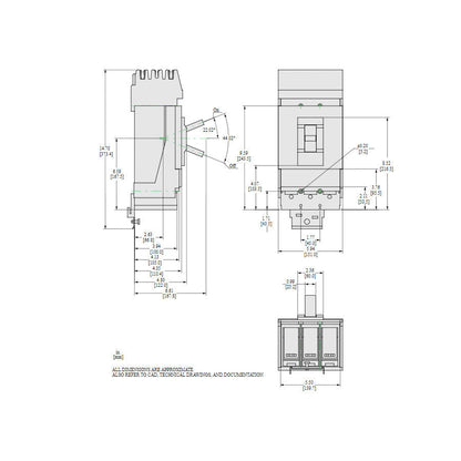 Square D LLA36400U33X Circuit Breaker | 600V 400A 3P 100kA@480V I-Line Style Plug-In Powerpact