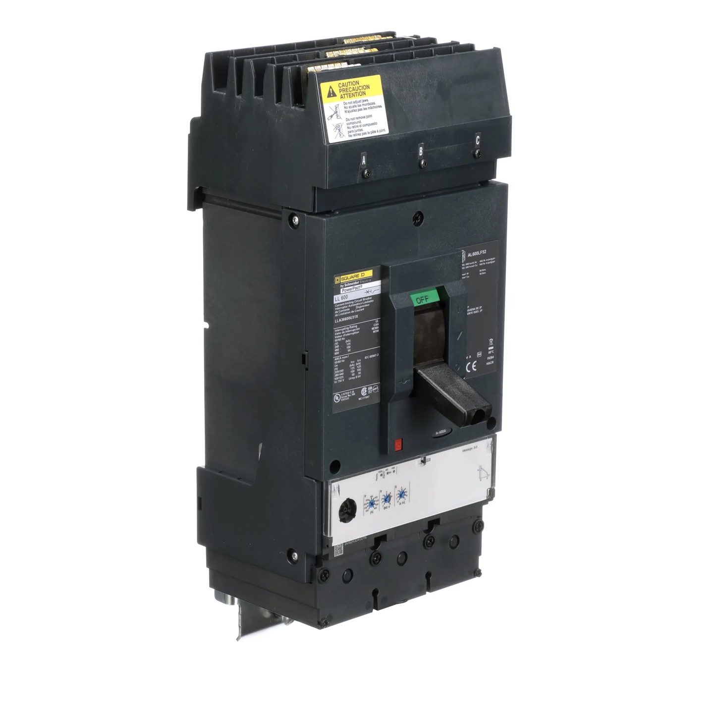 Square D LLA36600U31X Circuit Breaker | 600V 600A 3P 100kA@480V I-Line Style Plug-In Powerpact