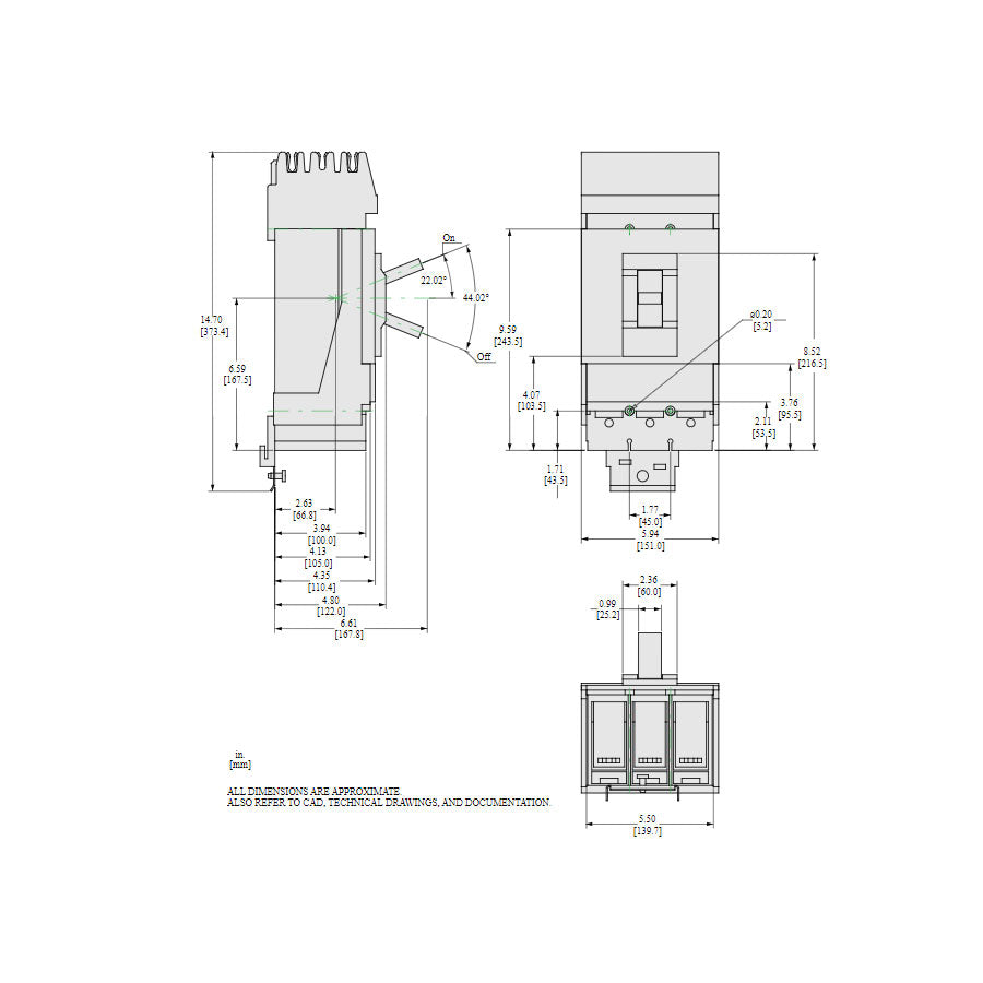 Square D LLA36600U31X Circuit Breaker | 600V 600A 3P 100kA@480V I-Line Style Plug-In Powerpact