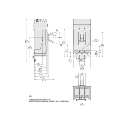 Square D LLA36600U31X Circuit Breaker | 600V 600A 3P 100kA@480V I-Line Style Plug-In Powerpact