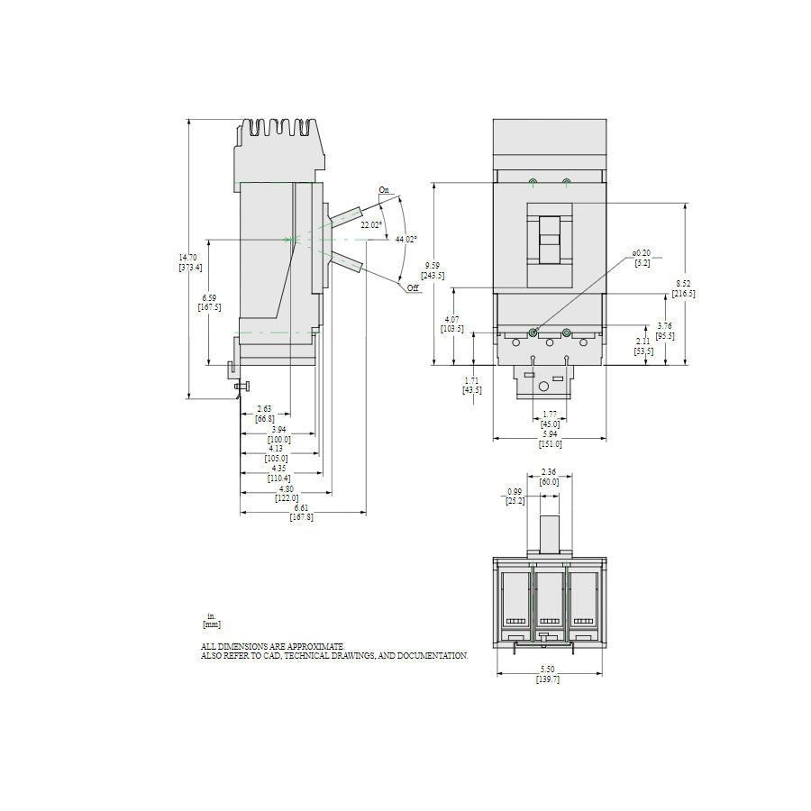 Square D LLA36600U33X Circuit Breaker | 600V 600A 3P 100kA@480V I-Line Style Plug-In Powerpact