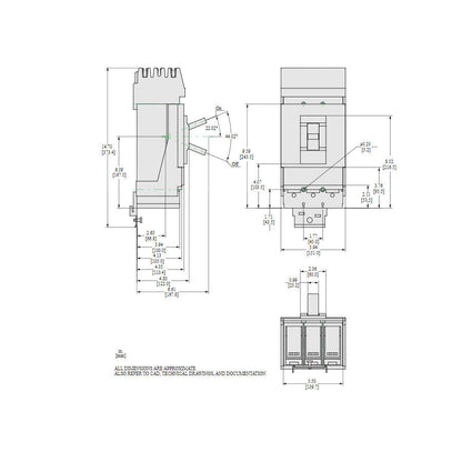 Square D LLA36600U33X Circuit Breaker | 600V 600A 3P 100kA@480V I-Line Style Plug-In Powerpact