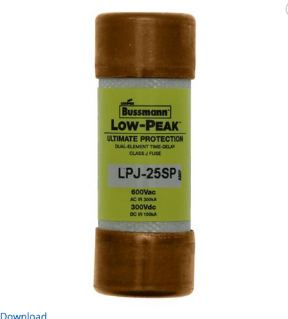 Bussmann LPJ25SP Class J Dual-Element Time Delay Fuse 25A 600V 300kA LPJ