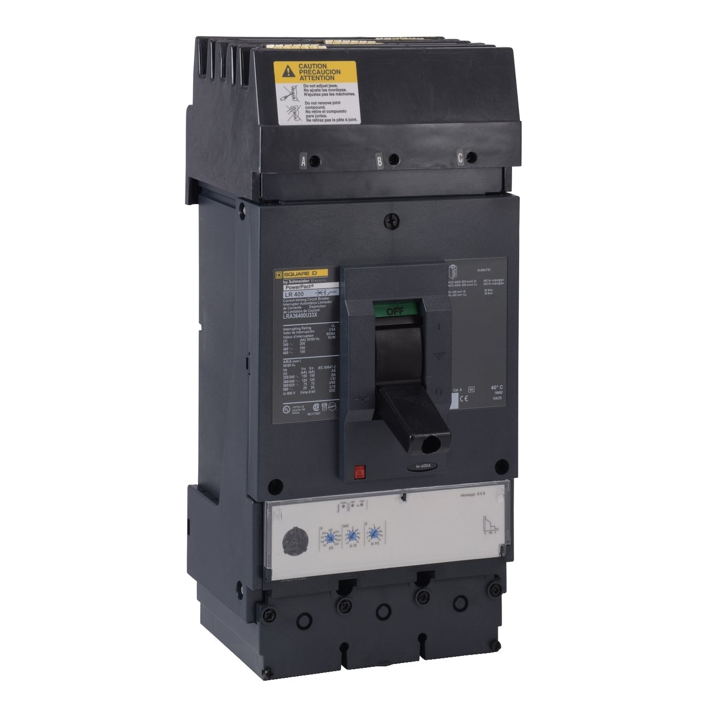 Square D LRA36400U33X Circuit Breaker | 600V 400A 3P 200kA@480V I-Line Style Plug-In Powerpact