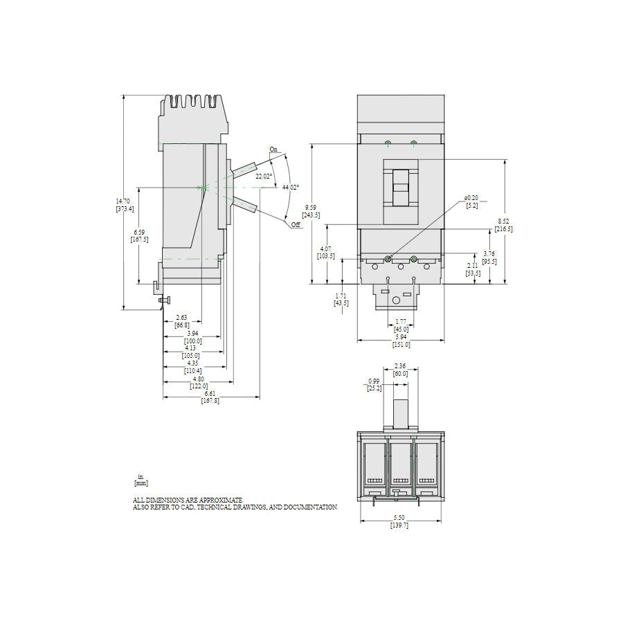Square D LRA36400U43X Circuit Breaker | 600V 400A 3P 200kA@480V I-Line Style Plug-In Powerpact