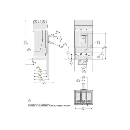 Square D LRA36400U43X Circuit Breaker | 600V 400A 3P 200kA@480V I-Line Style Plug-In Powerpact