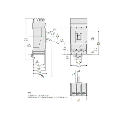 Square D LRA36600U31X Circuit Breaker | 600V 600A 3P 200kA@480V I-Line Style Plug-In Powerpact