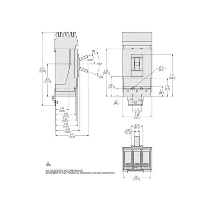 Square D LRA36600U33X Circuit Breaker | 600V 600A 3P 200kA@480V I-Line Style Plug-In Powerpact