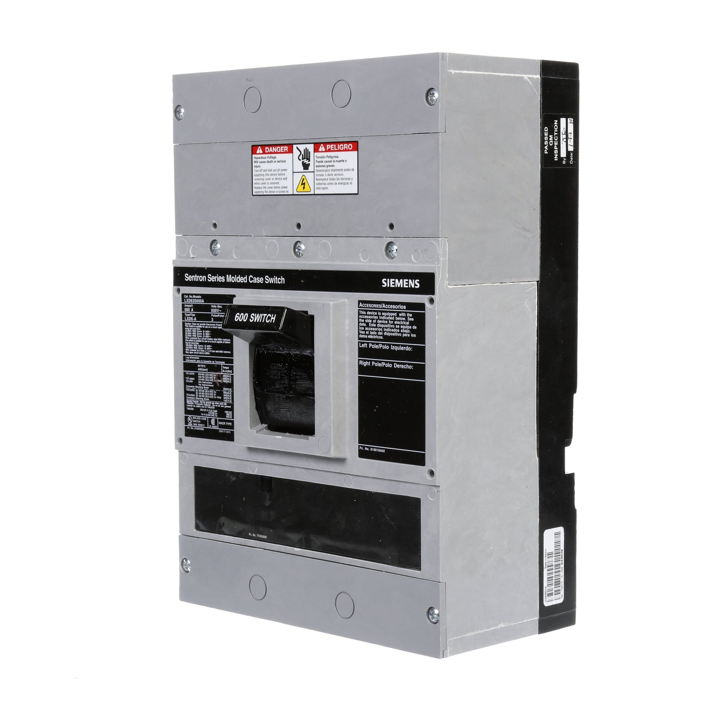 Siemens LXD63S600A Molded Case Circuit Breaker | 600V 600A 3P 35kA@480V Bolt-On Sentron Series