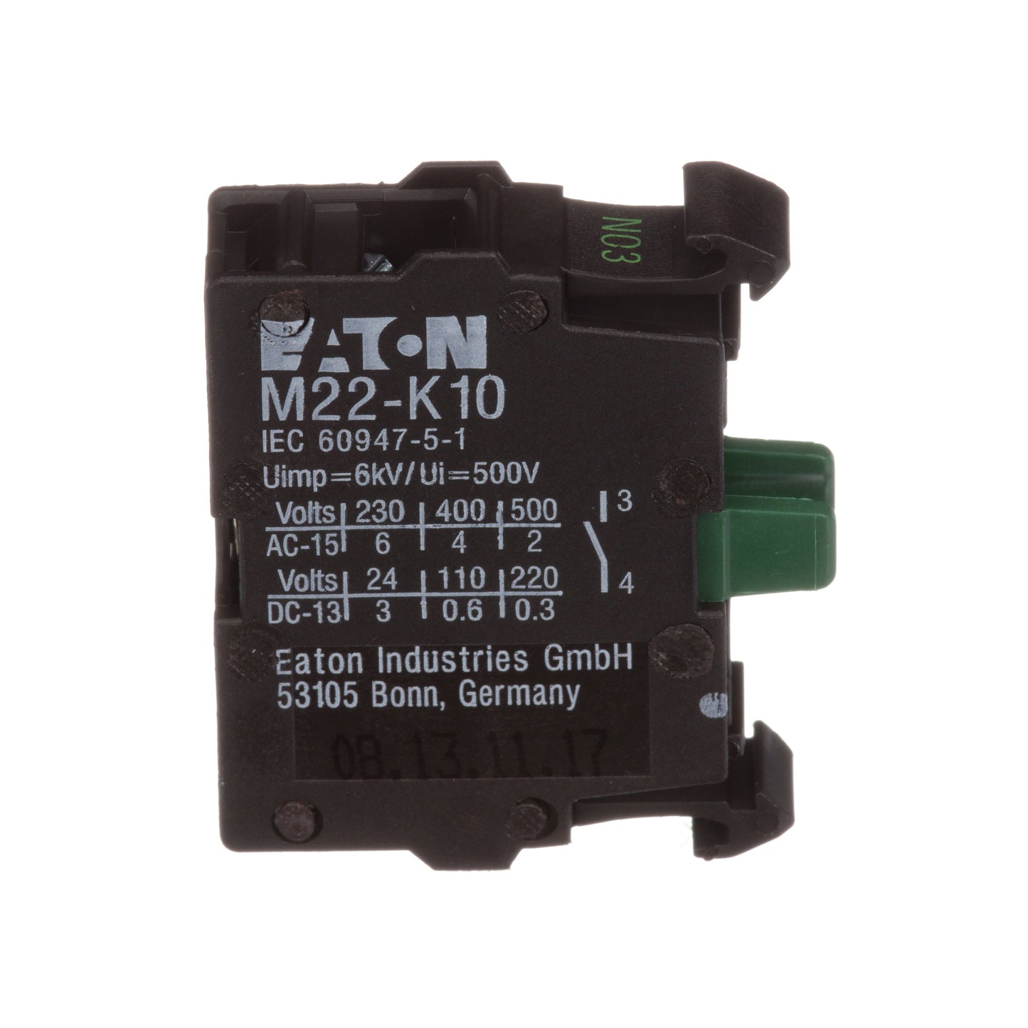 Cutler Hammer M22-K10 Motor Control Contact Block