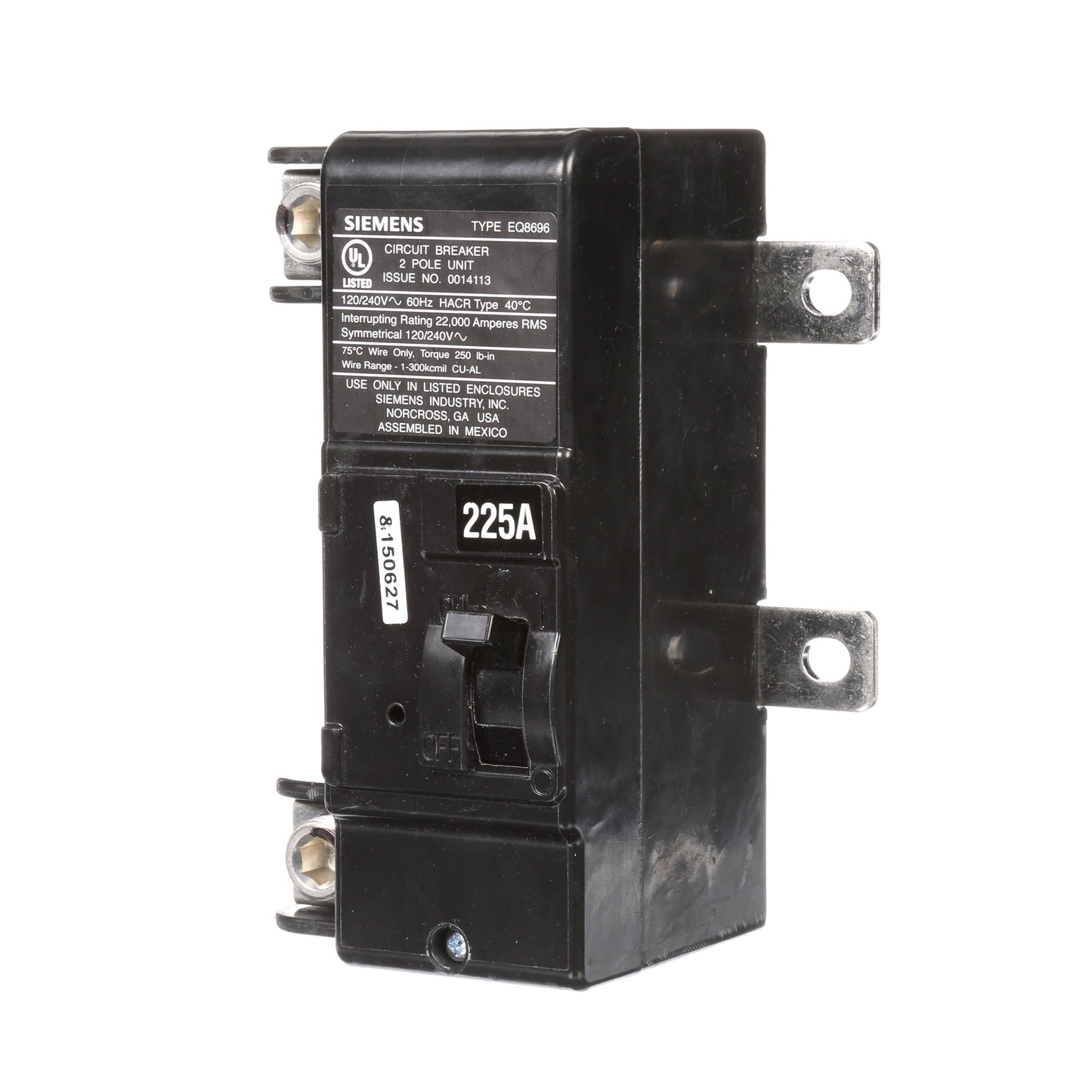 Siemens MBK225A Circuit Breaker | 240V 225A 2P 22kA@240V Plug-In MBK Series