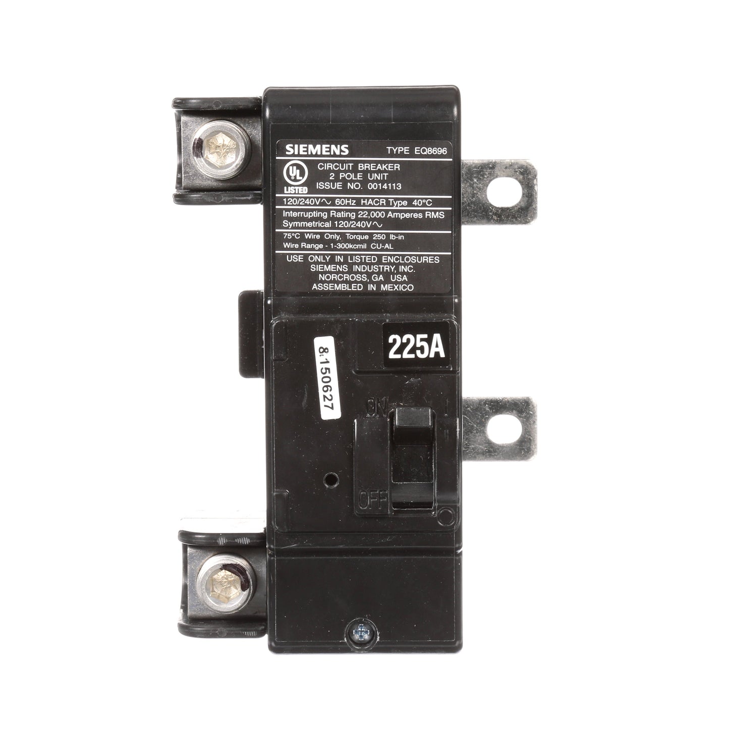 Siemens MBK225A Circuit Breaker | 240V 225A 2P 22kA@240V Plug-In MBK Series