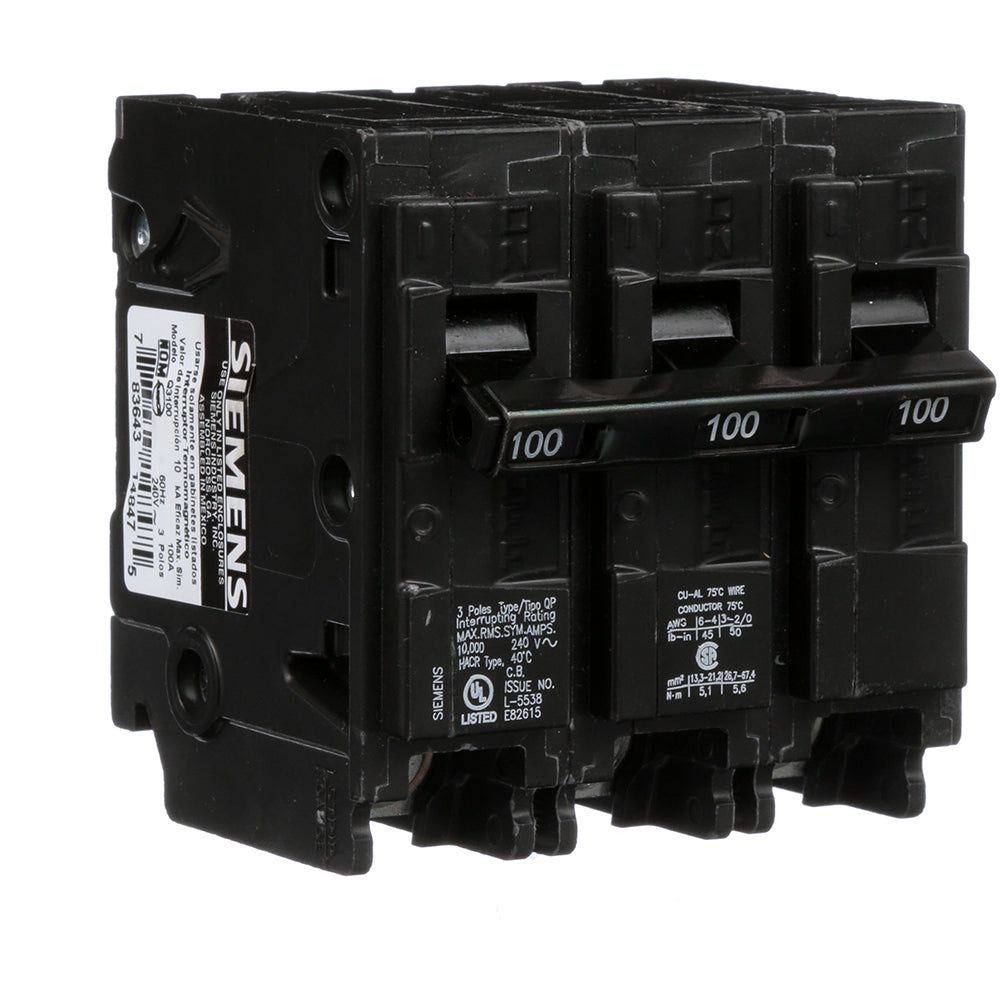 Siemens MBK3100 Molded Case Circuit Breaker | 240V 100A 3P 10kA@240V Bolt-On MBK Series