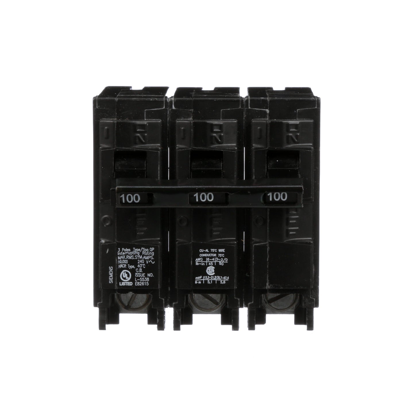Siemens MBK3100 Molded Case Circuit Breaker | 240V 100A 3P 10kA@240V Bolt-On MBK Series