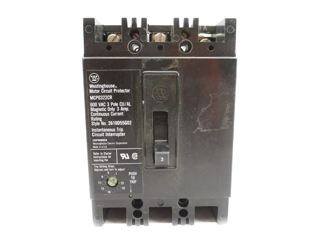 Cutler Hammer MCP0322CR Circuit Breaker | 600V 3A 3P 65kA@480V Bolt-On MCP Series