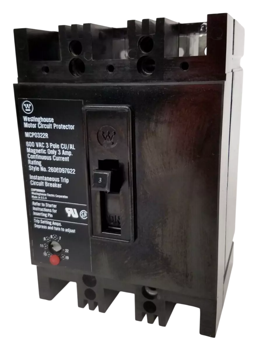 Cutler Hammer MCP0322R Circuit Breaker | 600V 3A 3P 65kA@480V Bolt-On MCP Series