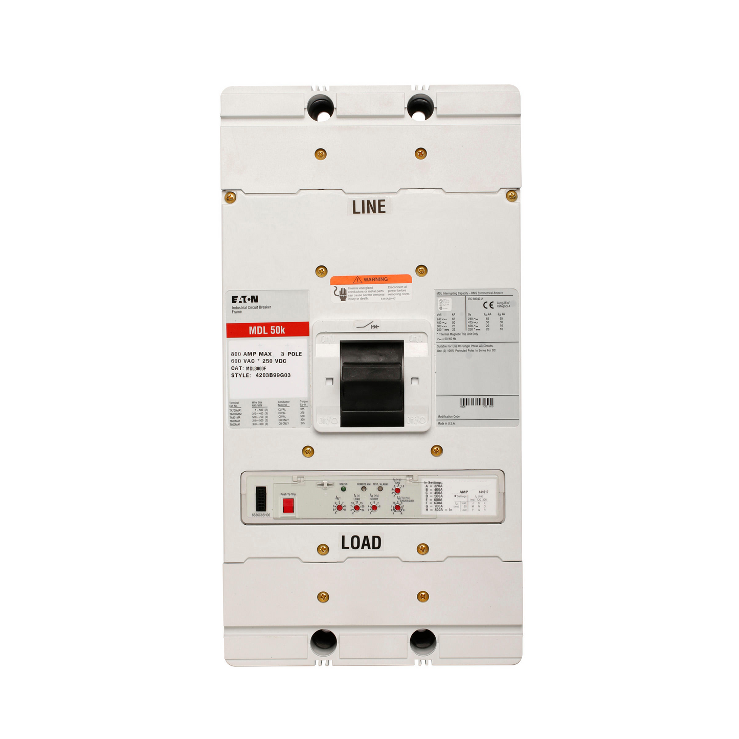 Cutler Hammer MDL3500 Circuit Breaker | Series C MDL 600V 500A