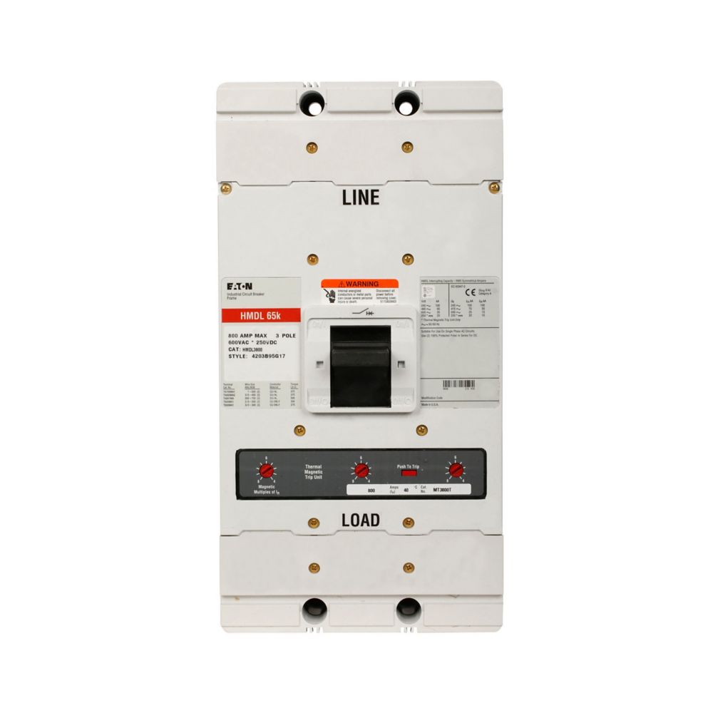 Cutler Hammer, Eaton, Westinghouse MDLB3800 Circuit Breaker | Series C MDLB 600V 800A