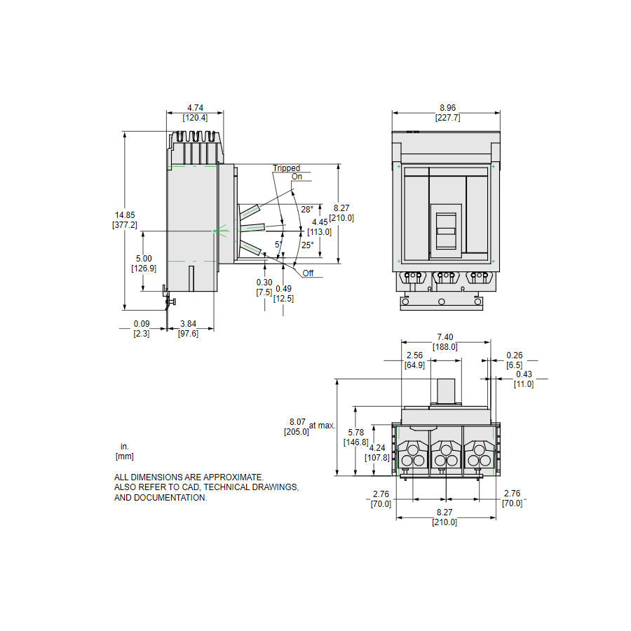 Square D MGA36500 Molded Case Circuit Breaker | 600V 500A 3P 35kA@480V I-Line Plug-In Powerpact MGA