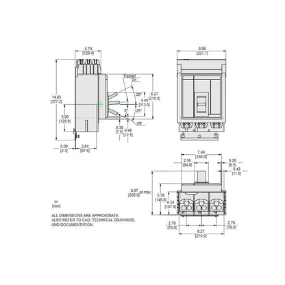 Square D MGA36500 Molded Case Circuit Breaker | 600V 500A 3P 35kA@480V I-Line Plug-In Powerpact MGA