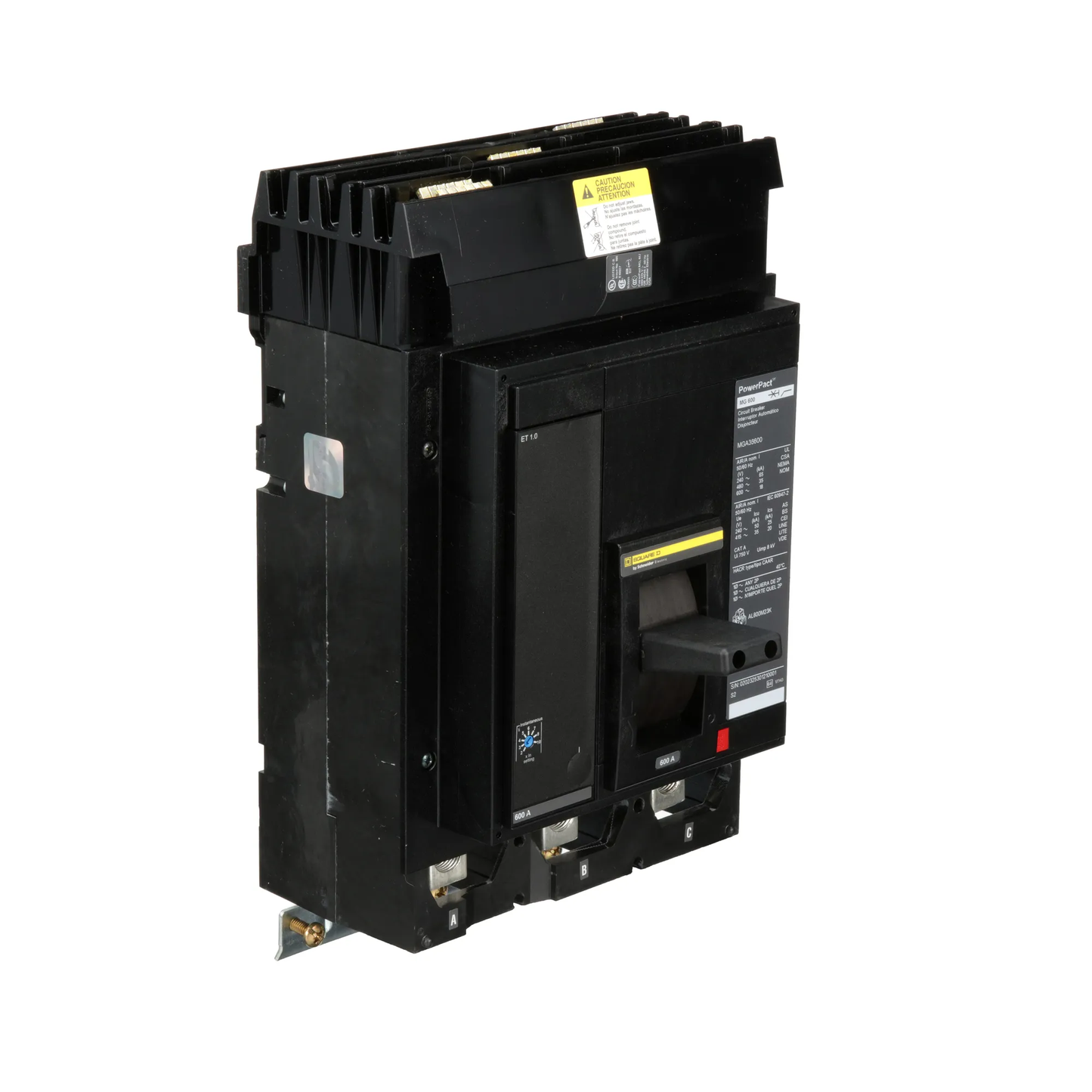 Square D MGA36600 Circuit Breaker | 600V 600A 3P 35kA@480V I-Line Plug-In Powerpact MGA