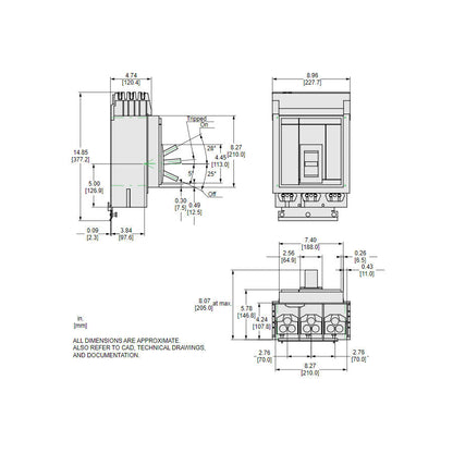 Square D MGA36600 Circuit Breaker | 600V 600A 3P 35kA@480V I-Line Plug-In Powerpact MGA