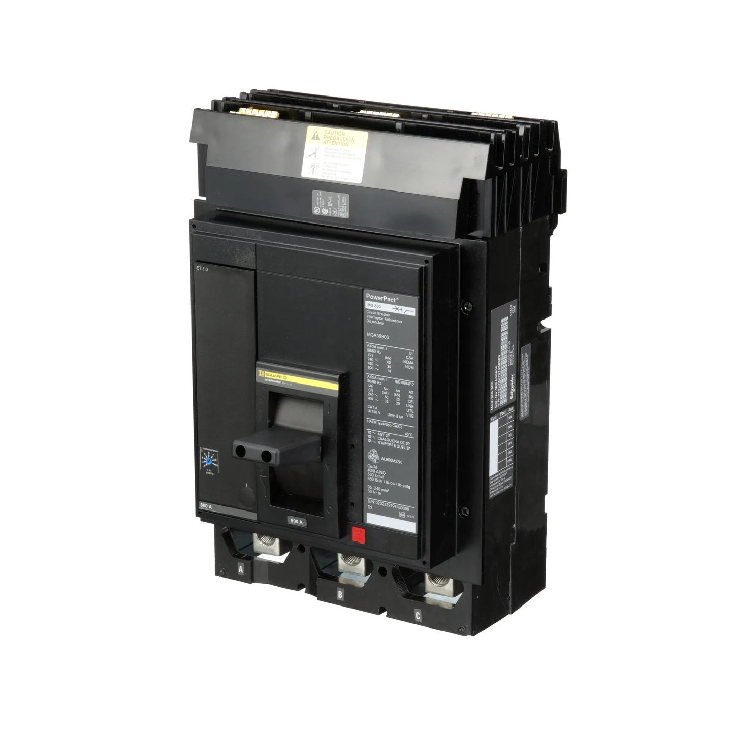 Square D MGA36800 Circuit Breaker | 600V 800A 3P 35kA@480V I-Line Plug-In Powerpact MGA