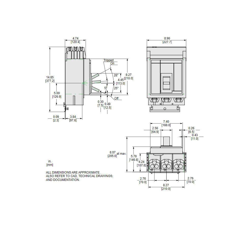 Square D MGA36800 Circuit Breaker | 600V 800A 3P 35kA@480V I-Line Plug-In Powerpact MGA