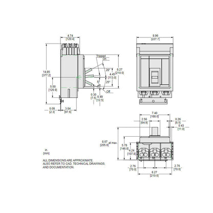 Square D MGA36800 Circuit Breaker | 600V 800A 3P 35kA@480V I-Line Plug-In Powerpact MGA