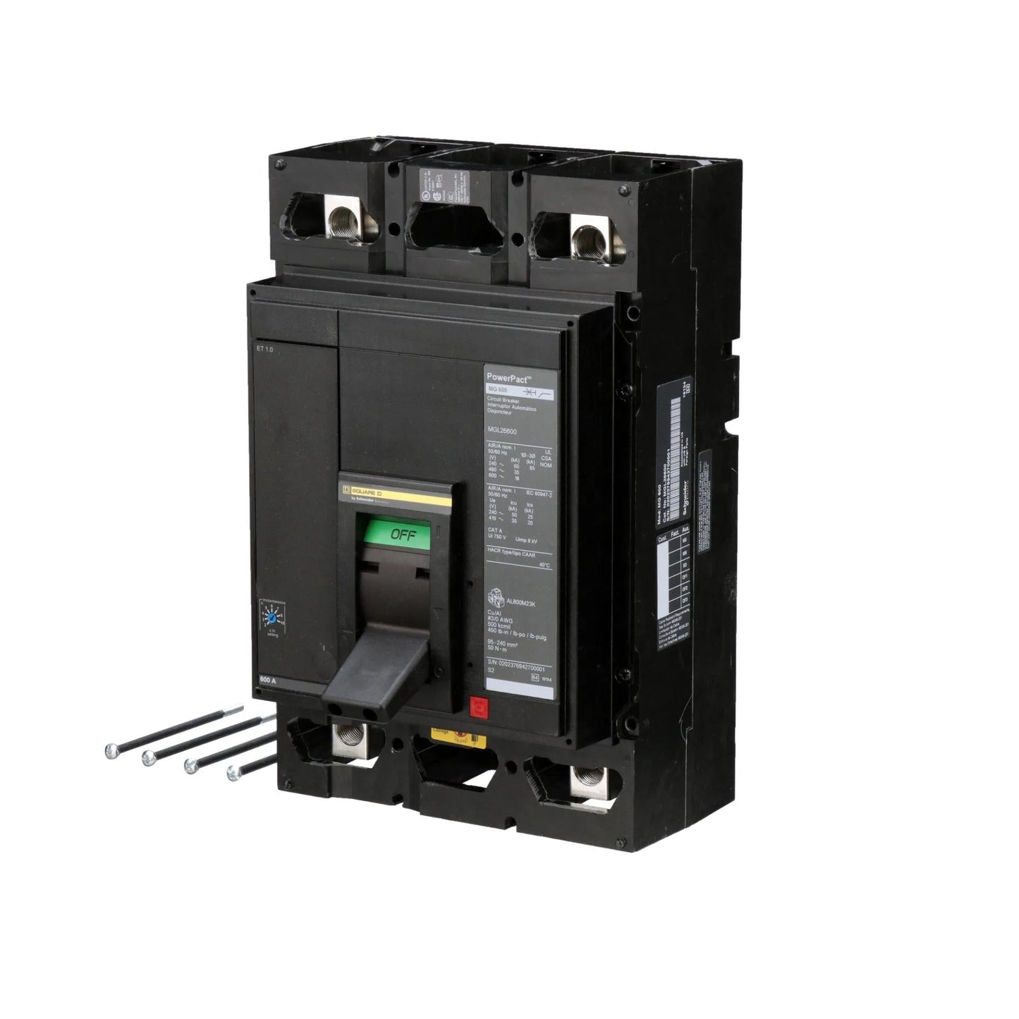 Schneider Electric MGL26600 Circuit Breaker | 600V 600A 2P 35kA@480V Feed-Thru Powerpact