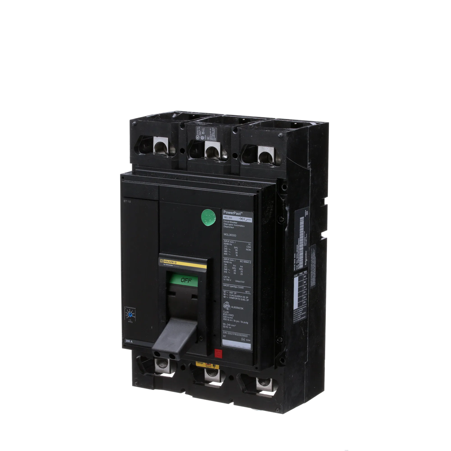 Square D MGL36300 Circuit Breaker | 600V 300A 3P 35kA@480V Lug In/Lug Out Powerpact