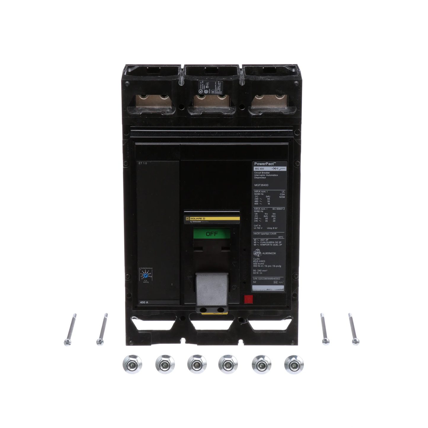 Square D MGL36400 Circuit Breaker | 600V 400A 3P 35kA@480V Lug In/Lug Out Powerpact