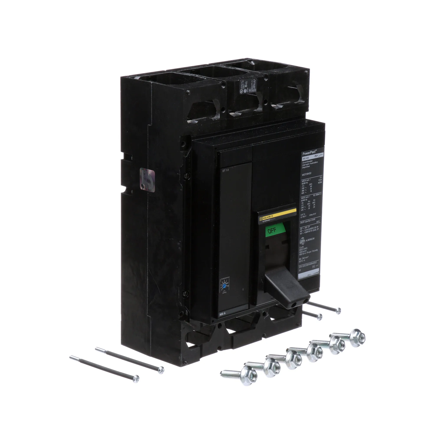 Square D MGL36400 Circuit Breaker | 600V 400A 3P 35kA@480V Lug In/Lug Out Powerpact