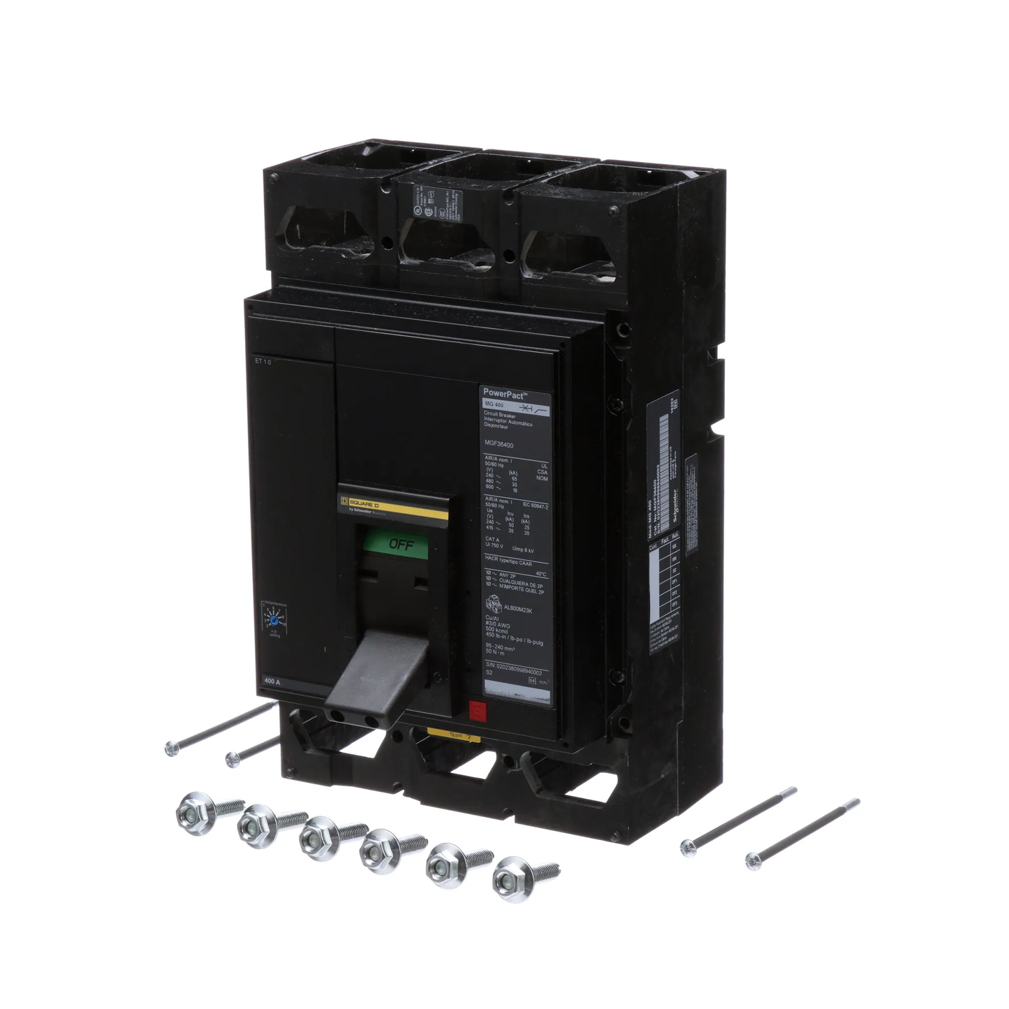 Square D MGL36400 Circuit Breaker | 600V 400A 3P 35kA@480V Lug In/Lug Out Powerpact