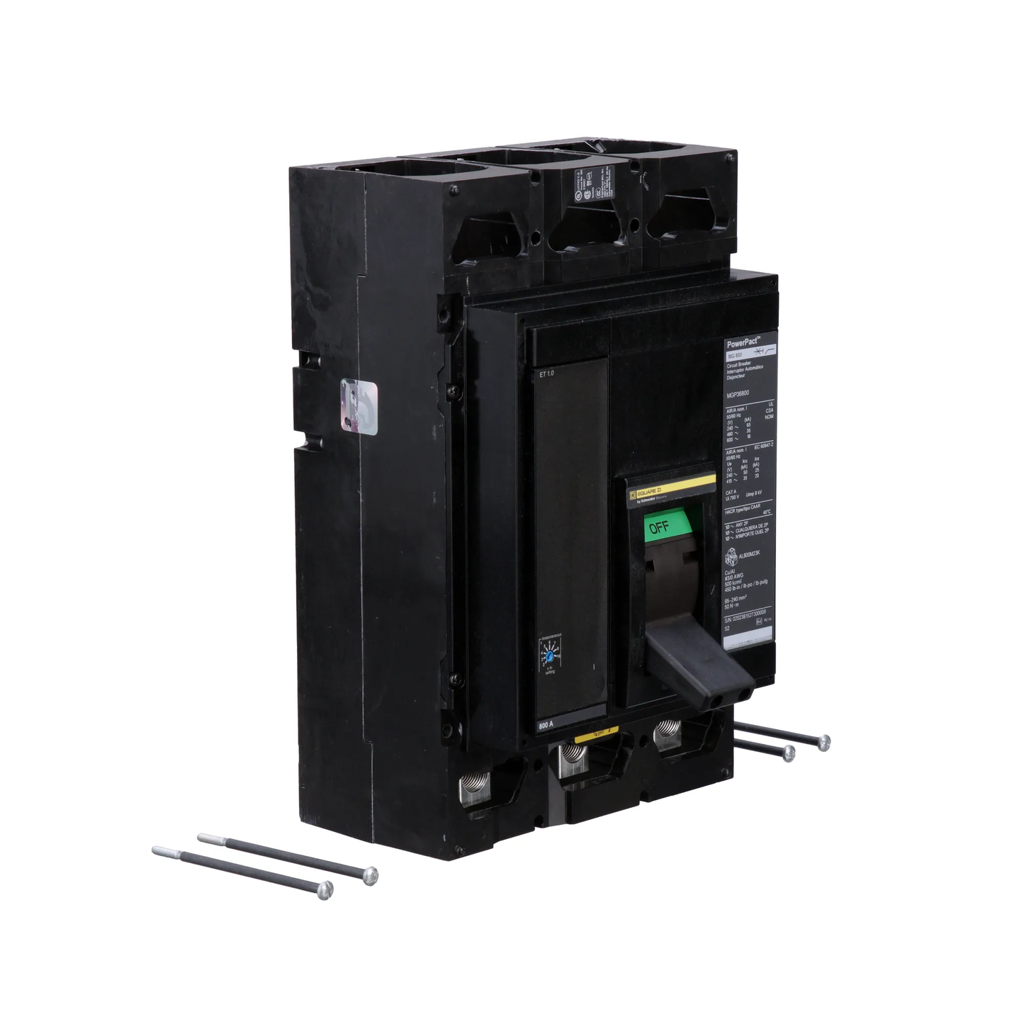 Square D MGL36450 Circuit Breaker | 600V 450A 3P 35kA@480V Lug In/Lug Out Powerpact MGL