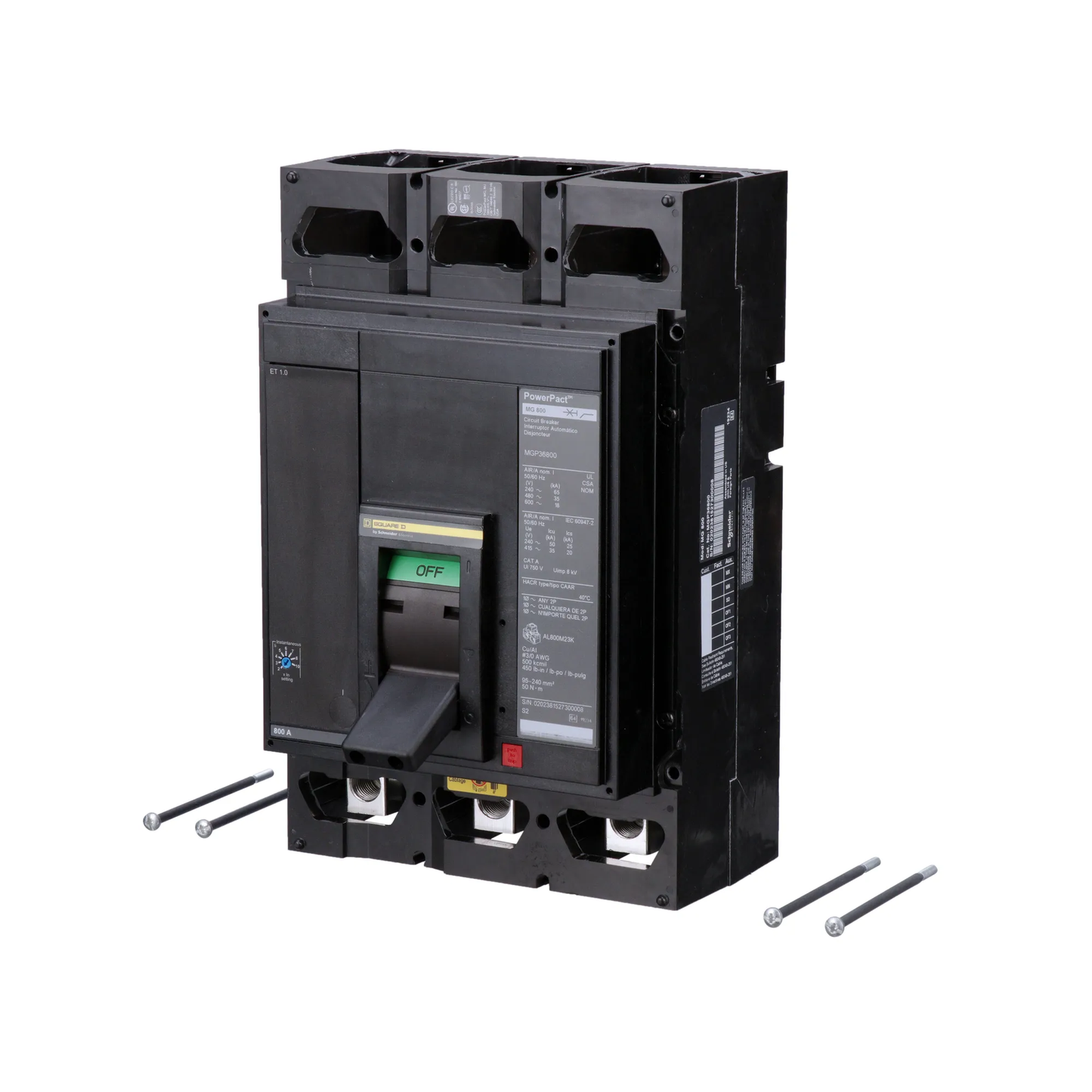 Square D MGL36450 Circuit Breaker | 600V 450A 3P 35kA@480V Lug In/Lug Out Powerpact MGL
