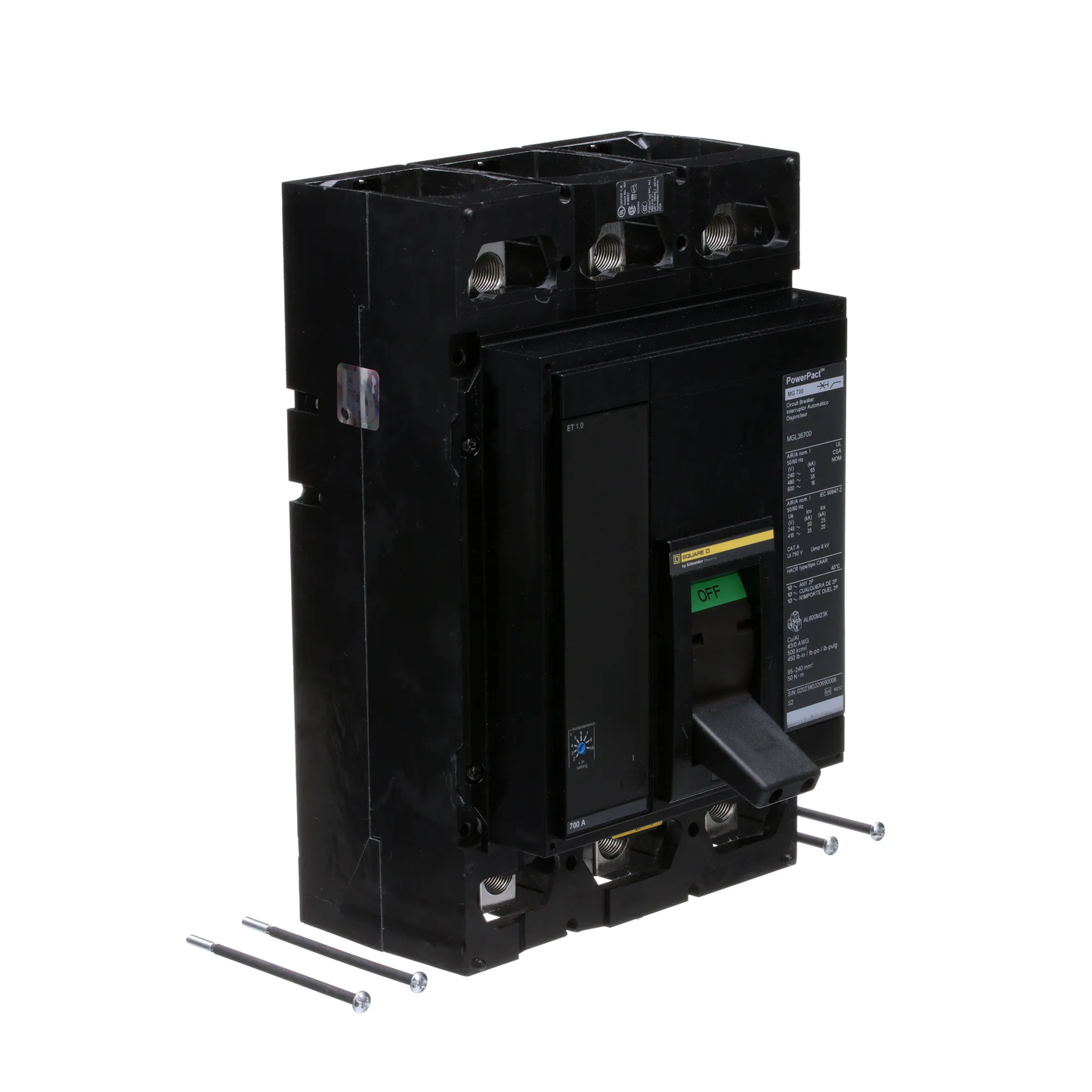 Square D MGL36700 Circuit Breaker | 600V 700A 3P 35kA@480V Lug In/Lug Out Powerpact MGL