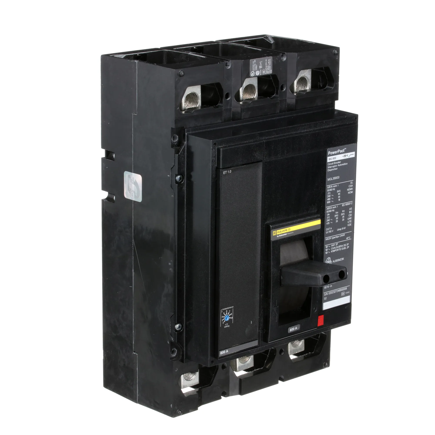 Square D MGL36800 Circuit Breaker | 600V 800A 3P 35kA@480V Lug In/Lug Out Powerpact MGL