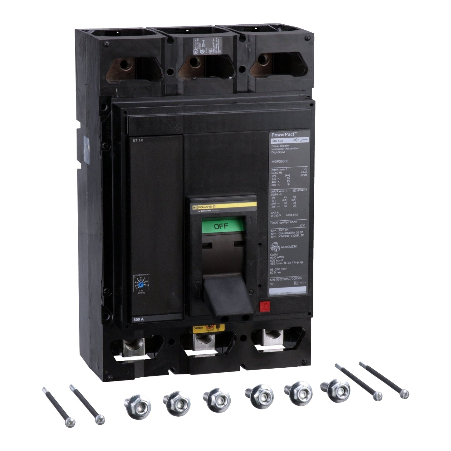 Square D MGP36800 Circuit Breaker | 600V 800A 3P 35kA@480V Bolt-On Powerpact